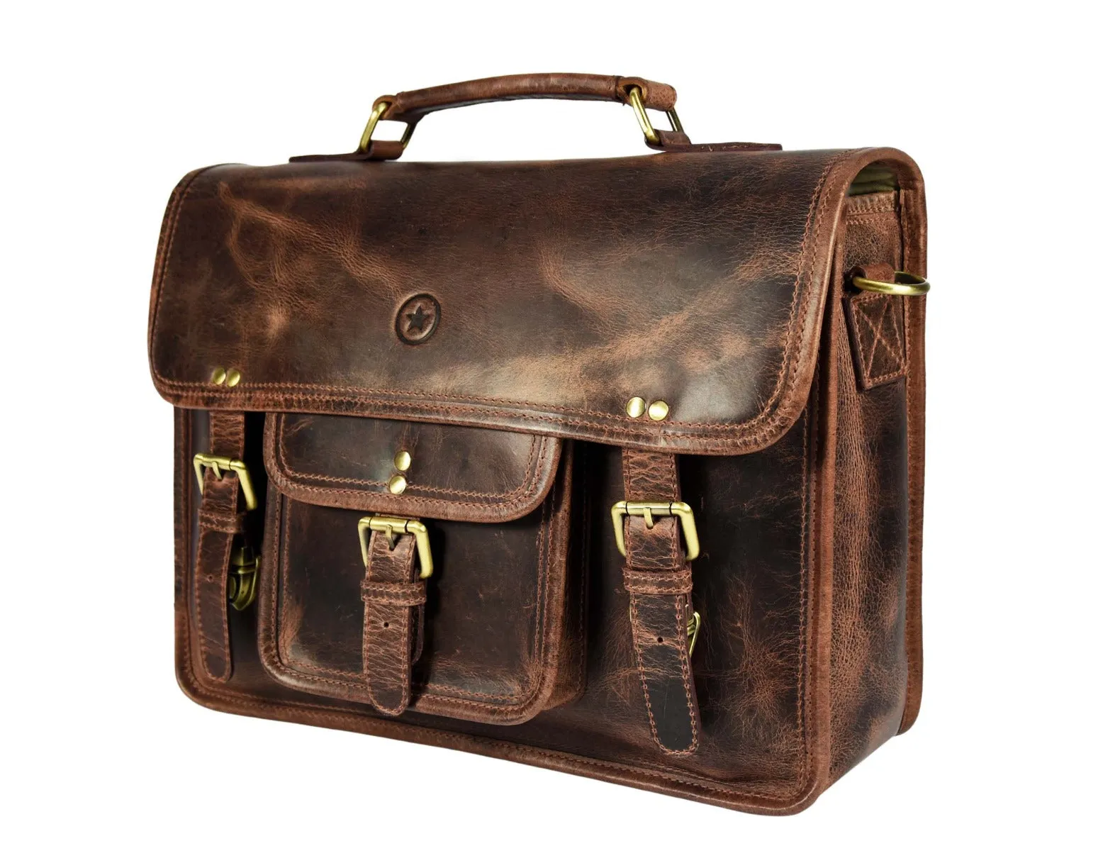 Ancona Leather Office Bag 15" -  Brown