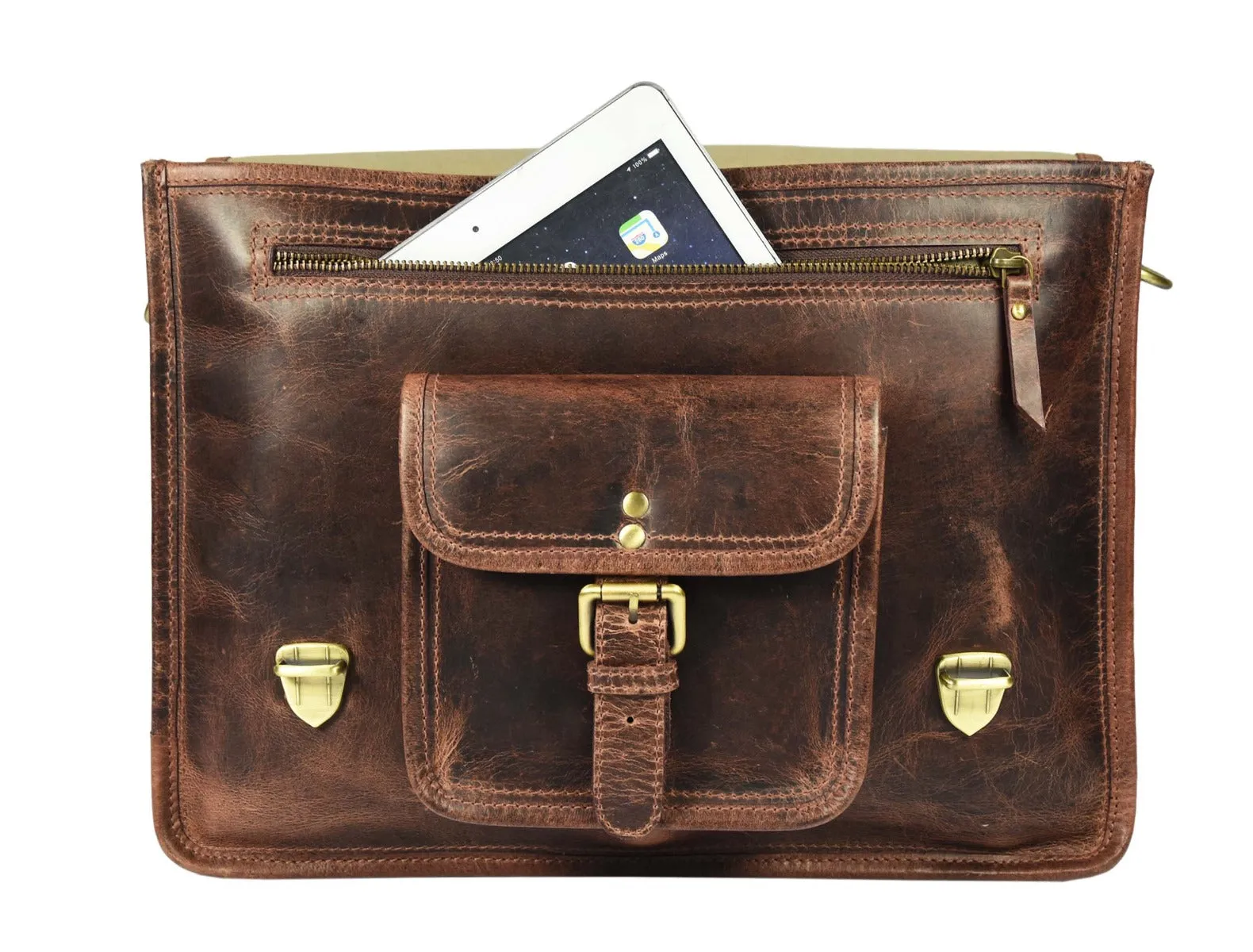 Ancona Leather Office Bag 15" -  Brown
