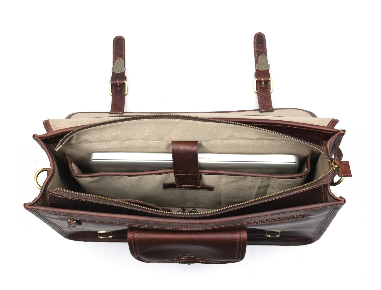 Ancona Leather Office Bag 18" - Vintage Brown