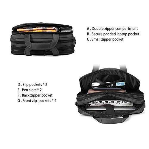 BOSTANTEN 17 inch Laptop Bag Case Expandable Briefcases for men Hybrid Computer Water Resisatant