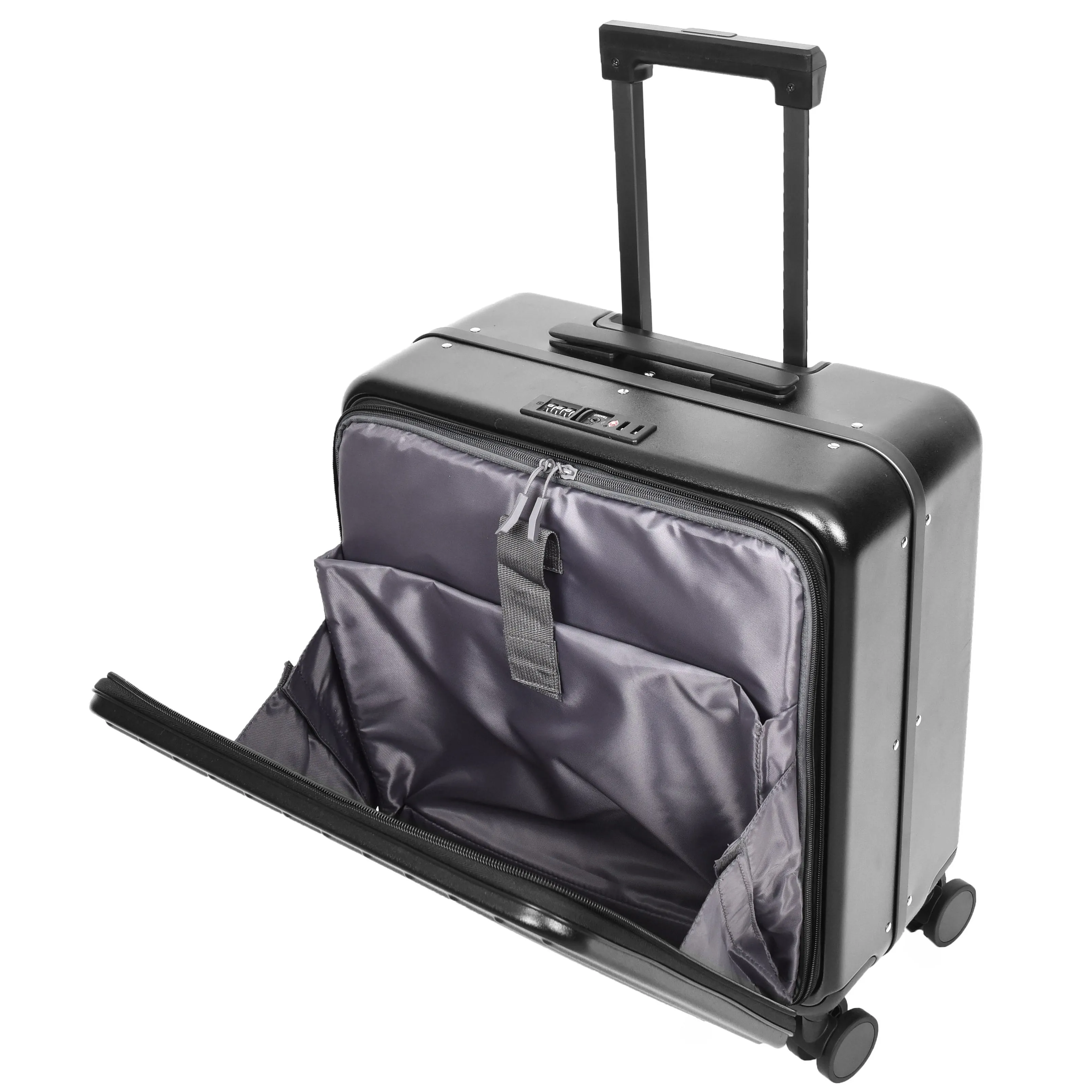 DR696 Four Wheeled Pilot Case Hard Shell Lightweight Cabin Bag Black