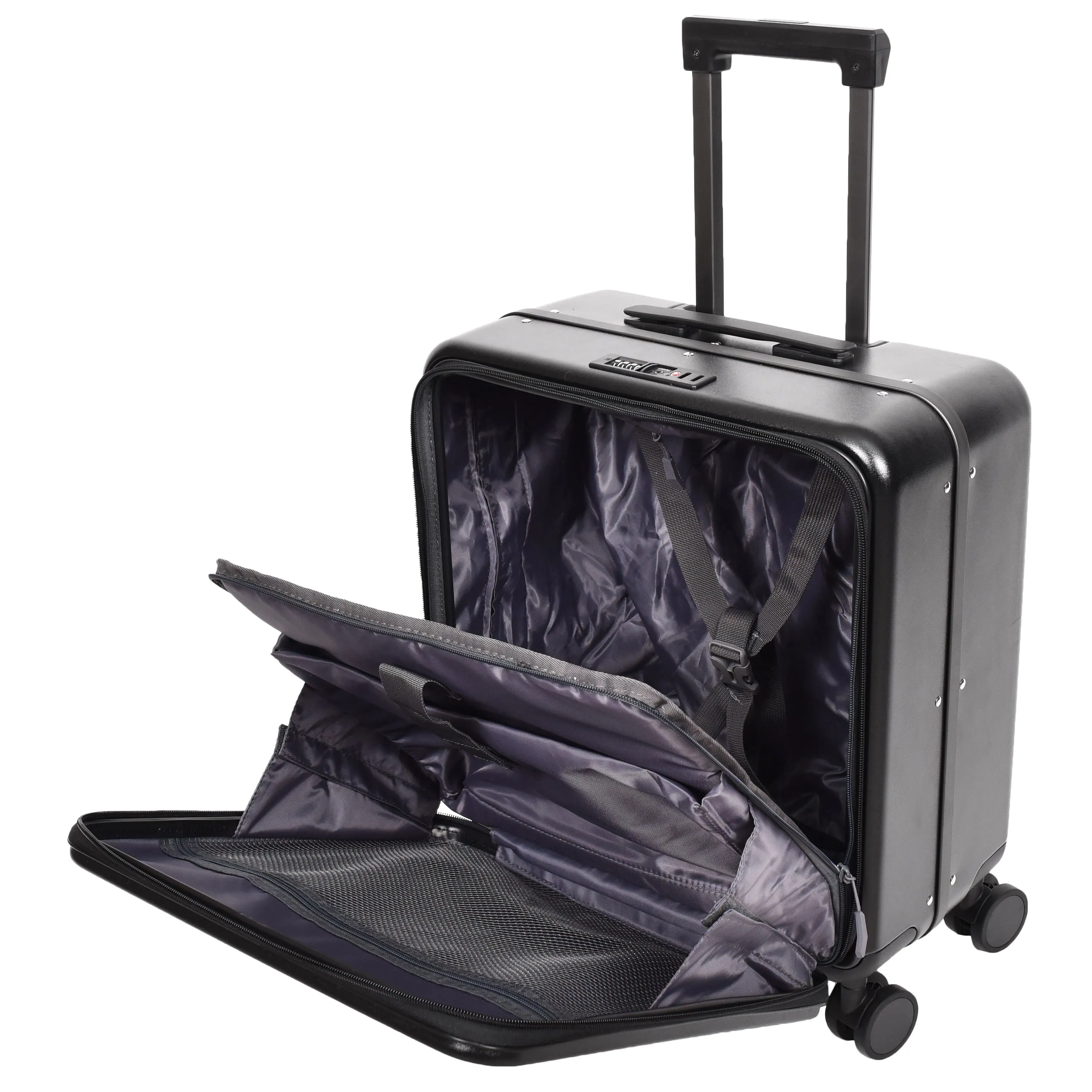 DR696 Four Wheeled Pilot Case Hard Shell Lightweight Cabin Bag Black