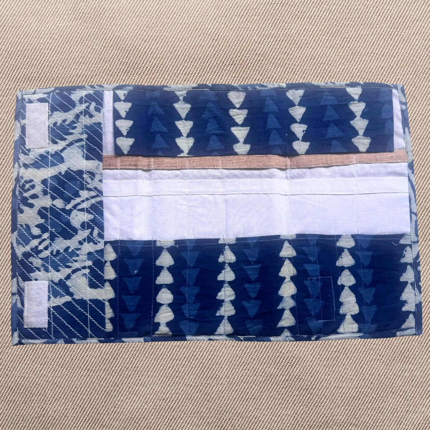 Fabric Foldable Cover | Kitchen And Stationery Purpose | 15 Sections | Indigo