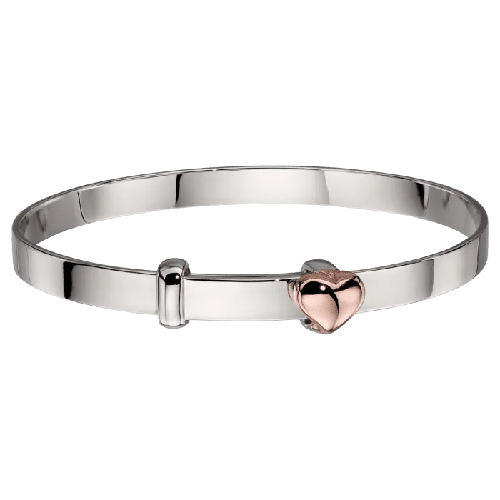 Fleur Children's Heart Bangle - Silver/Rose - LSB0212