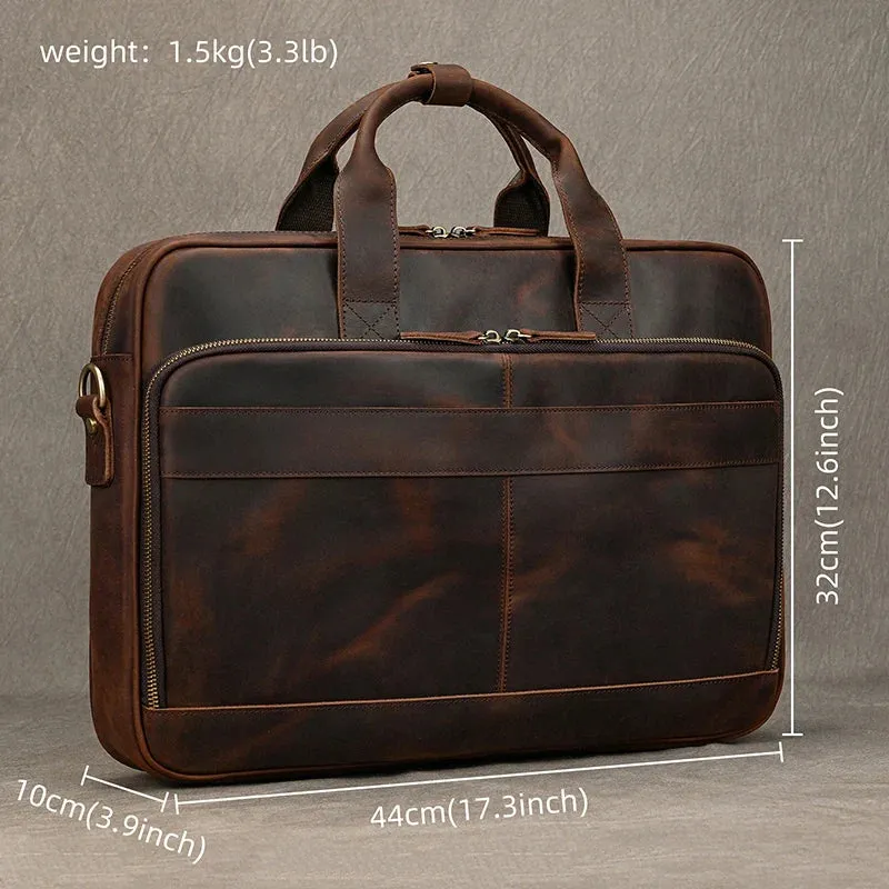 Genuine Leather Retro Laptop Briefcase