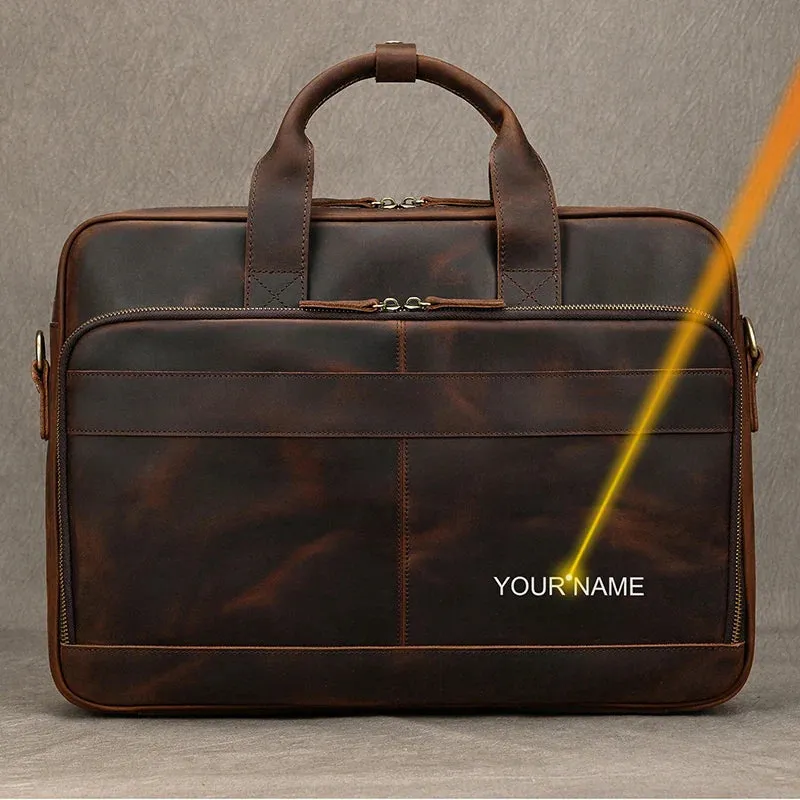 Genuine Leather Retro Laptop Briefcase