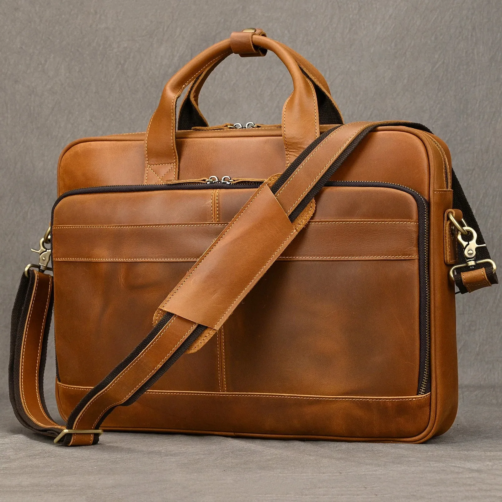 Genuine Leather Retro Laptop Briefcase
