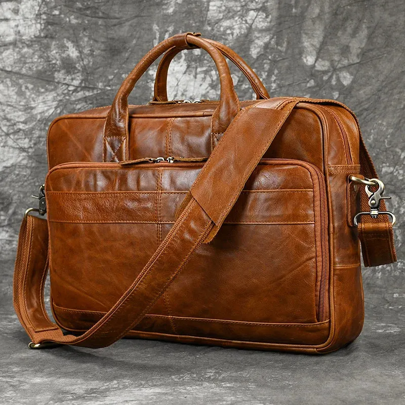 Genuine Leather Retro Laptop Briefcase