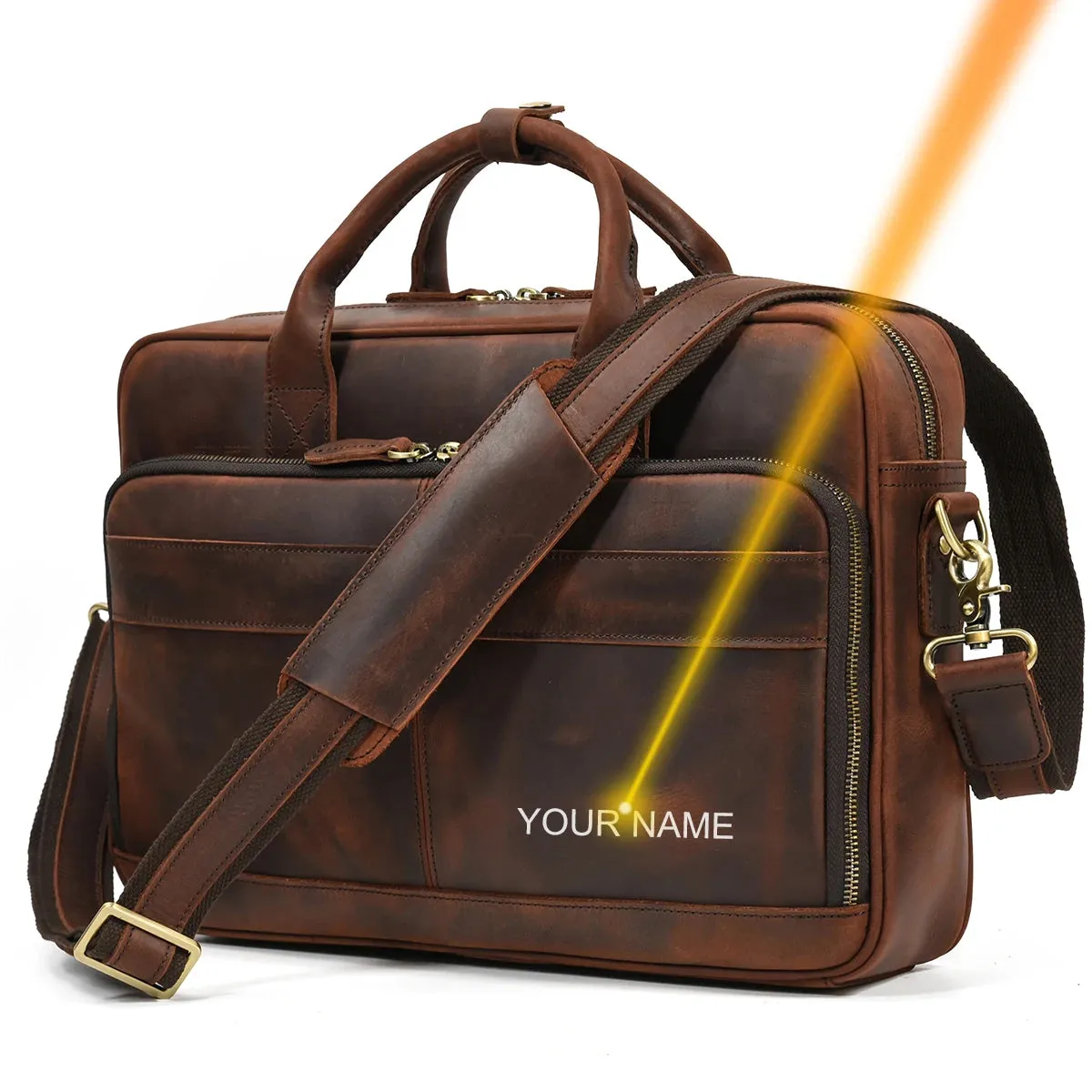 Genuine Leather Retro Laptop Briefcase