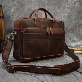 Genuine Leather Retro Laptop Briefcase