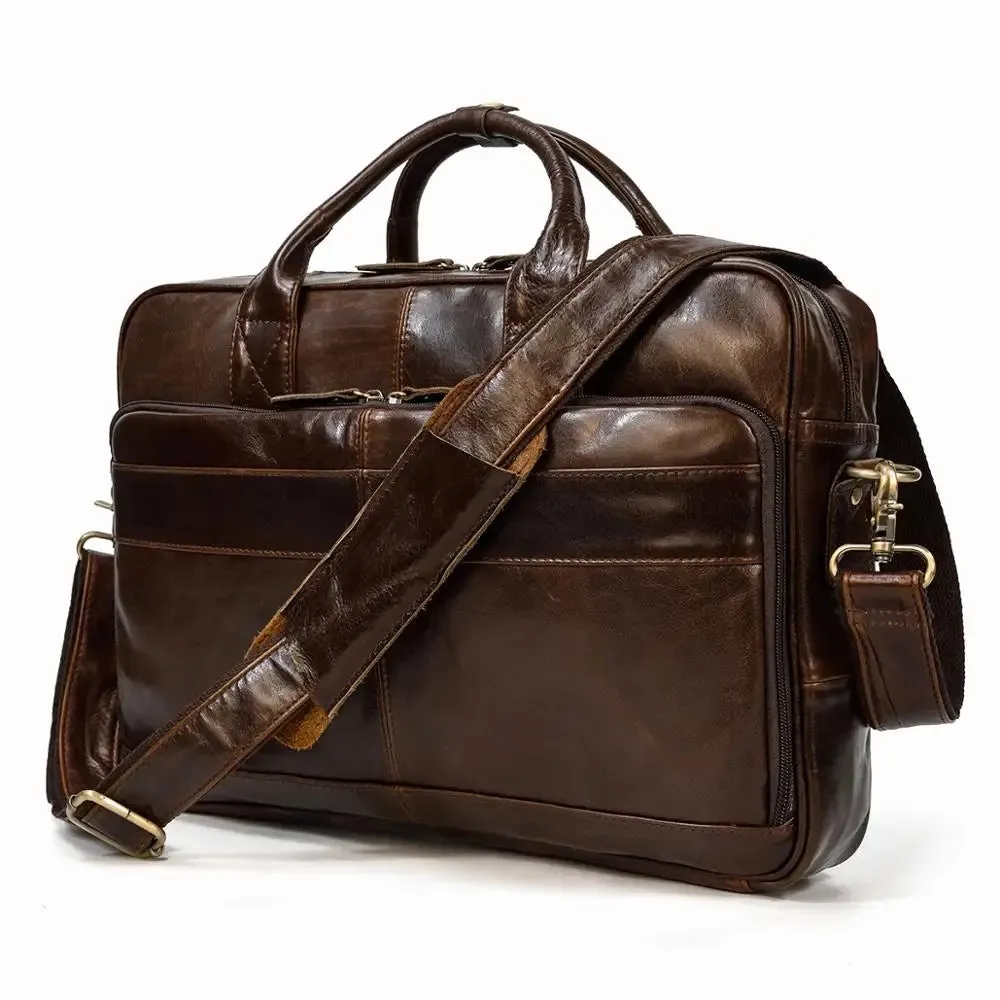 Genuine Leather Retro Laptop Briefcase
