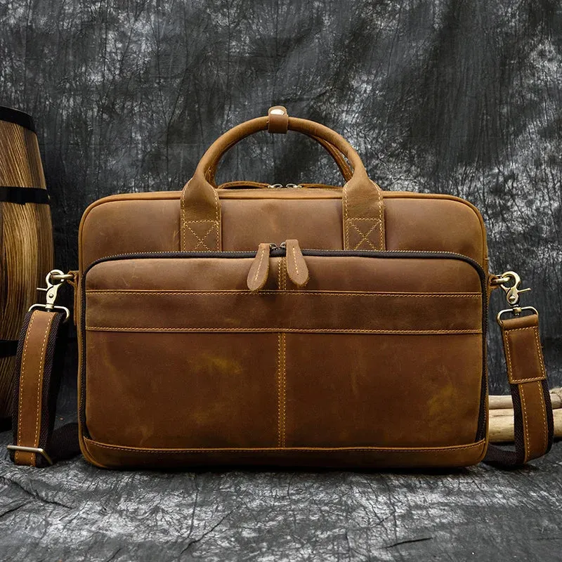 Genuine Leather Retro Laptop Briefcase