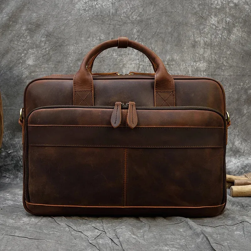 Genuine Leather Retro Laptop Briefcase