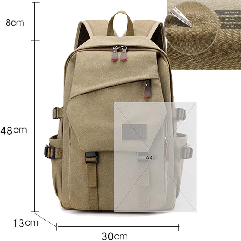Letter Patch Decor Functional Backpack Preppy Release Buckle Decor For School