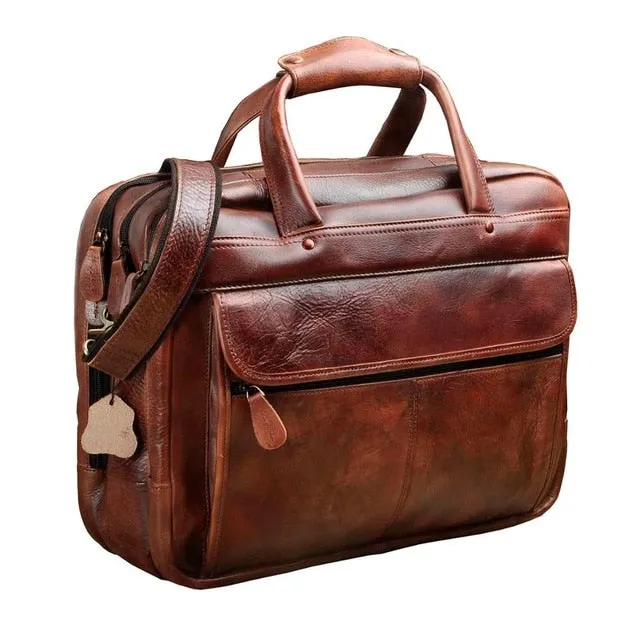 Men Oil Waxy Leather Antique Design Business Briefcase Laptop Document Case Fashion Attache Messenger Bag Tote Portfolio
