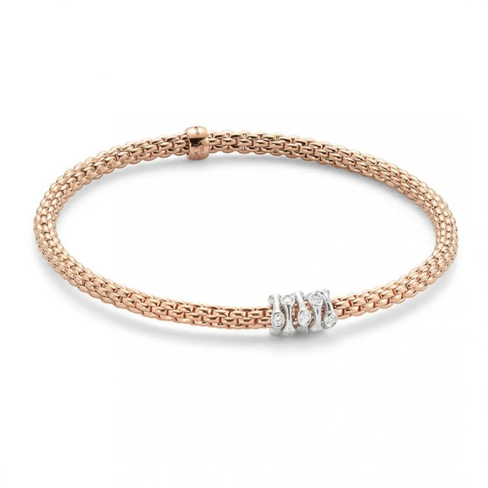 Prima Flex'it Bracelet With Diamonds, Medium - 18ct Rose Gold - 746B-BBR