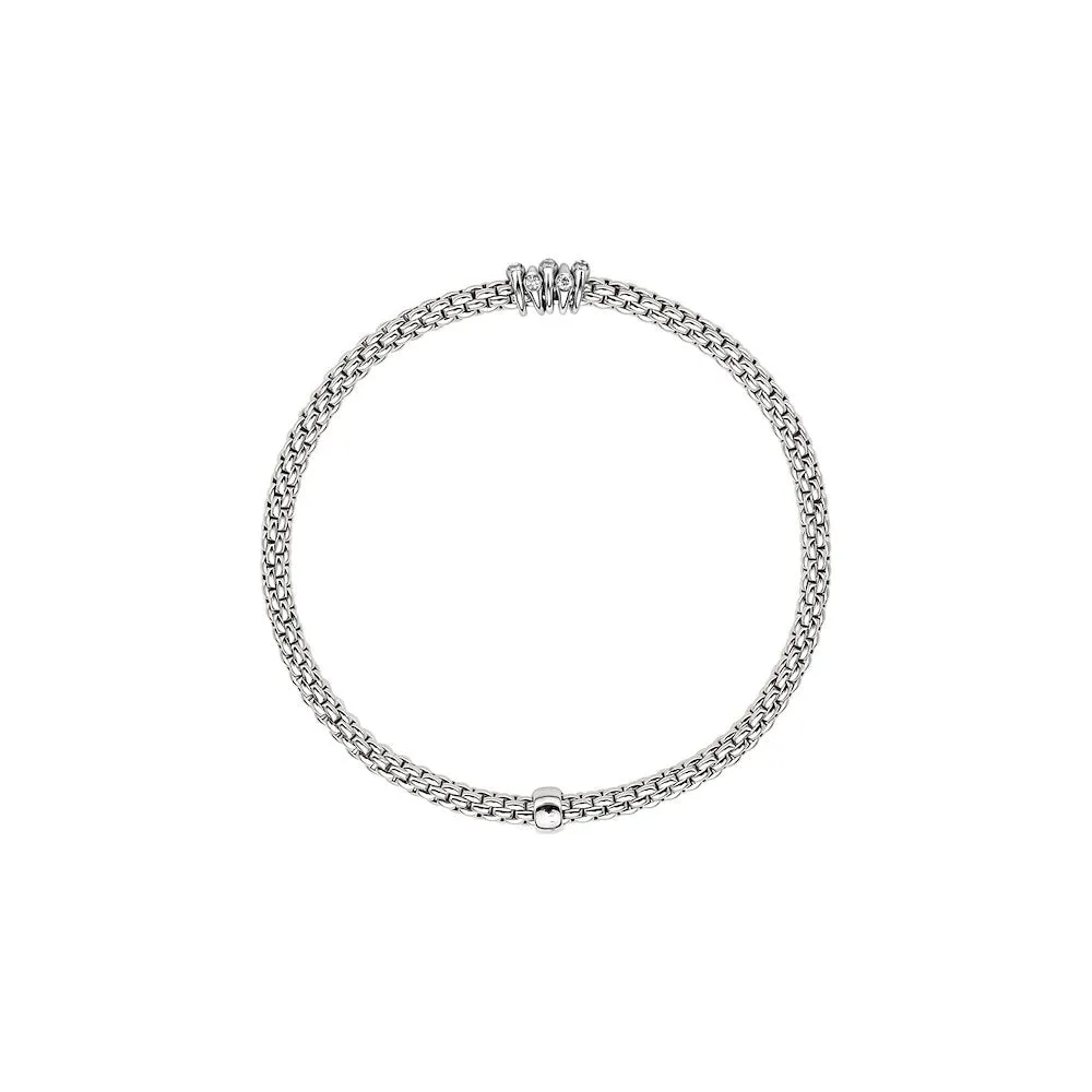 Prima Flex'it Bracelet with Diamonds, Medium - 18ct White Gold - 746BBBRM-B