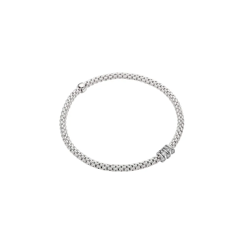 Prima Flex'it Bracelet with Diamonds, Medium - 18ct White Gold - 746BBBRM-B