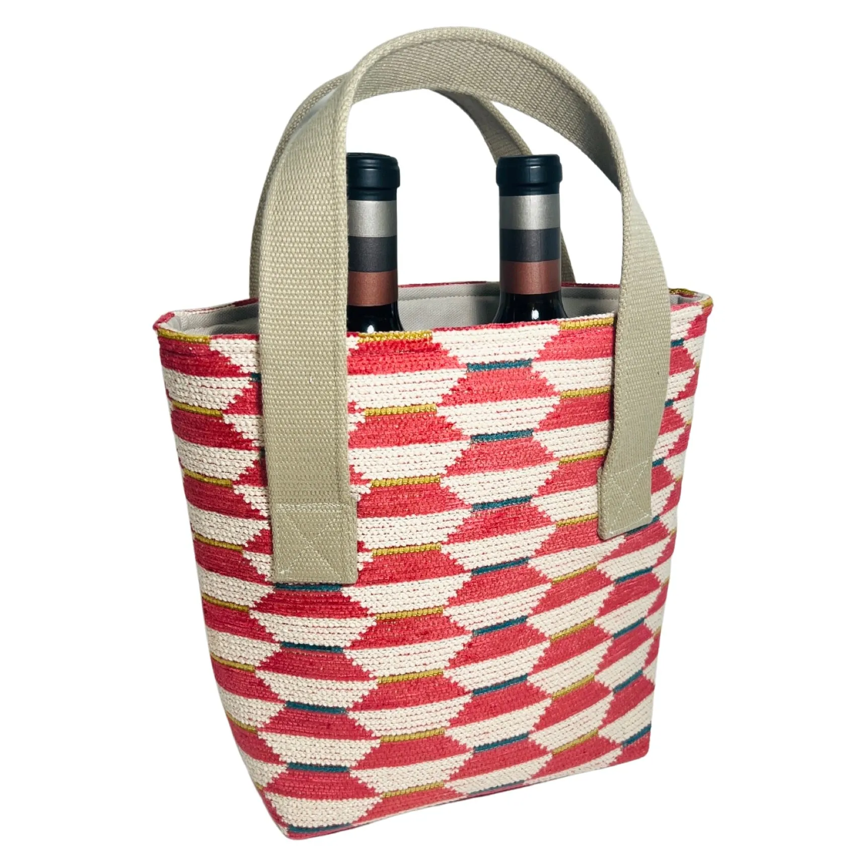 Red Brick Geometric Wine Tote (Double Bottle)