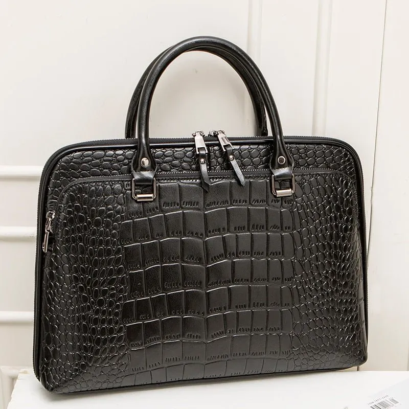VOLASSS Pattern Leather Handbag Briefcase
