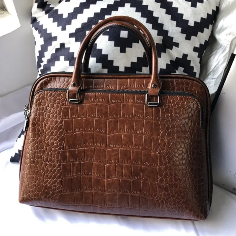 VOLASSS Pattern Leather Handbag Briefcase