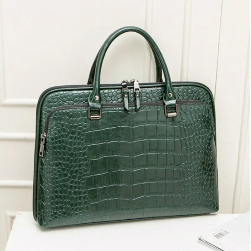 VOLASSS Pattern Leather Handbag Briefcase