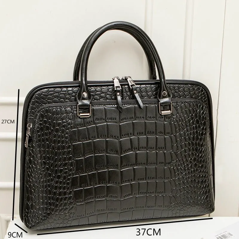 VOLASSS Pattern Leather Handbag Briefcase
