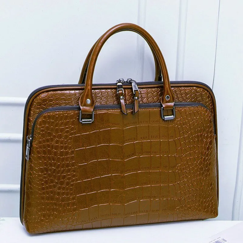 VOLASSS Pattern Leather Handbag Briefcase