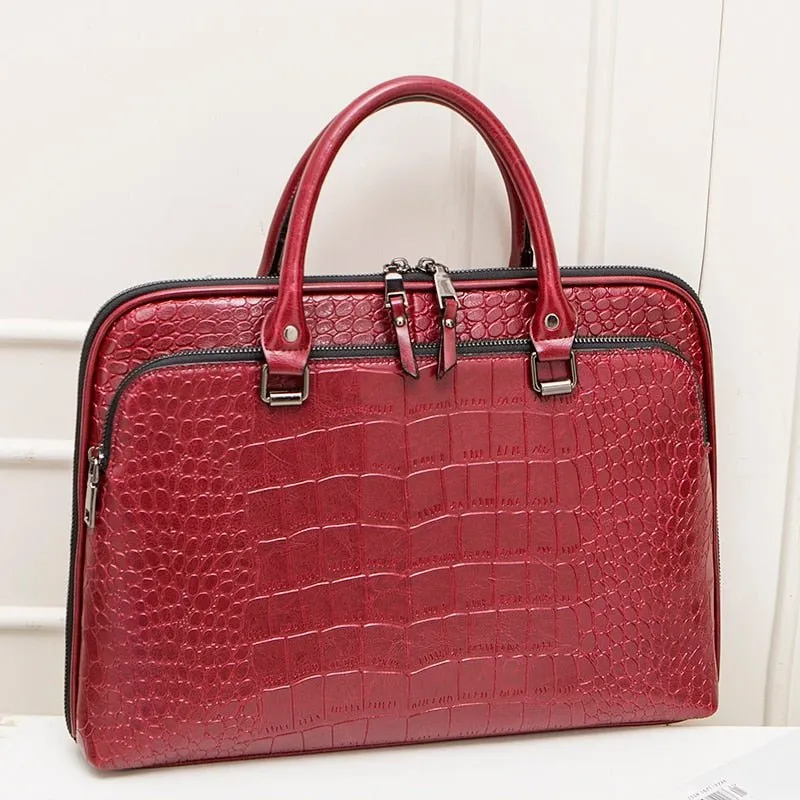 VOLASSS Pattern Leather Handbag Briefcase