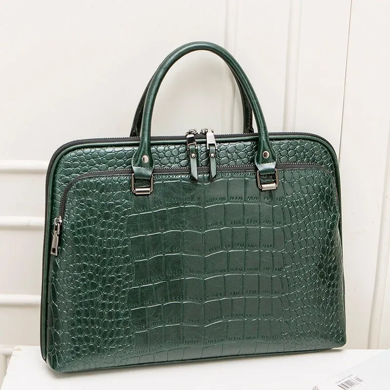 VOLASSS Pattern Leather Handbag Briefcase