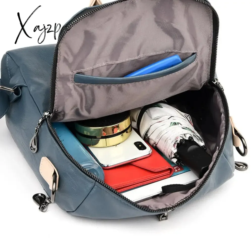 Xajzpa - Fashion Backpack Women Soft Leather Backpack Female White High Quality Travel Back Pack School Backpacks for Girls Sac A Dos Hot
